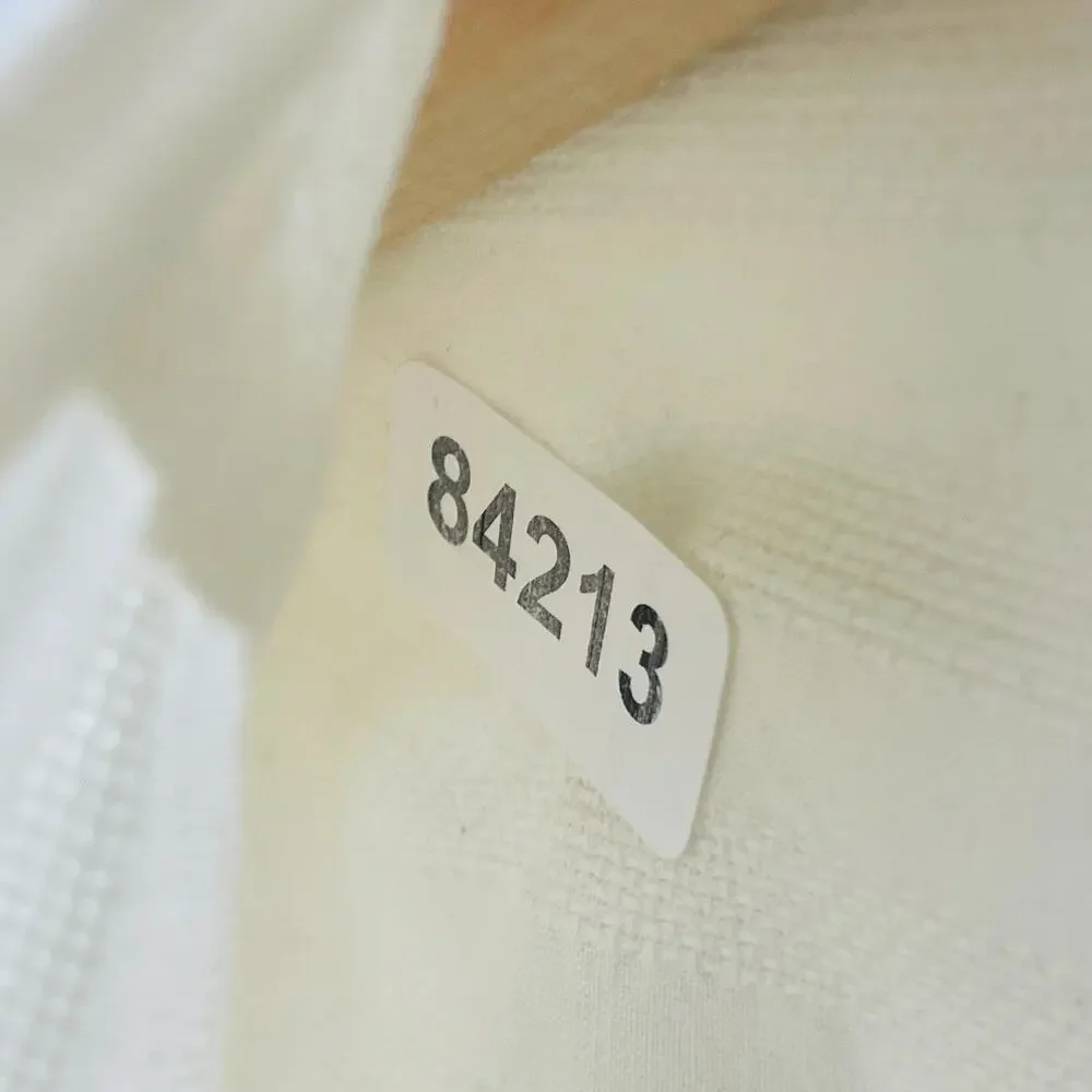STRUCTURE Shirt Mens XL Cotton Dobby Striped Band Collar Button Up Off White VTG_10